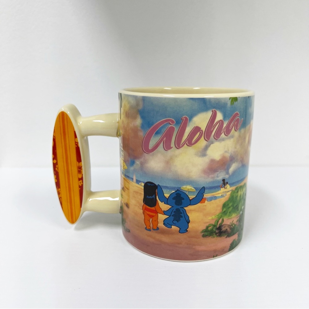 Disney‎ Lilo and Stitch Aloha 20oz Coffee Mug Surfboard Handle
